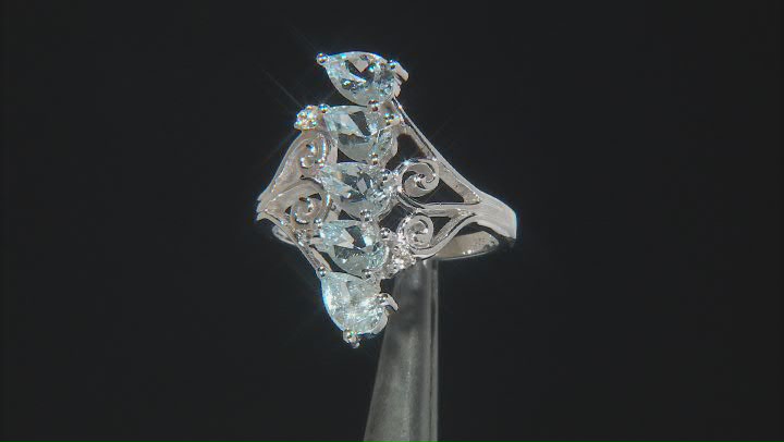 Aquamarine Rhodium Over Sterling Silver Ring 1.43ctw Video Thumbnail