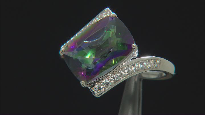 Multicolor Quartz Rhodium Over Sterling Silver Bypass Ring 5.35ctw Video Thumbnail