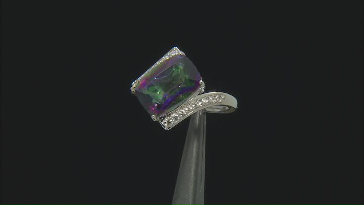Multicolor Quartz Rhodium Over Sterling Silver Bypass Ring 5.35ctw Video Thumbnail