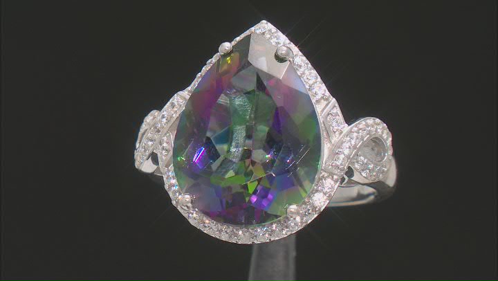 Multicolor Quartz Rhodium Over Sterling Silver Ring 7.07ctw Video Thumbnail