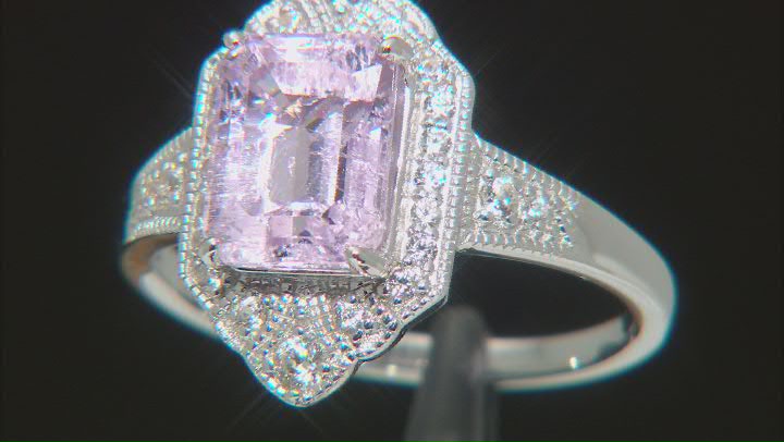 Pink Kunzite Rhodium Over Sterling Silver Ring 2.87ctw Video Thumbnail