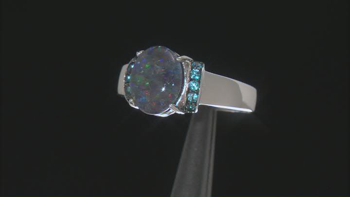 Australian Opal Triplet Rhodium Over Sterling Silver Ring Video Thumbnail