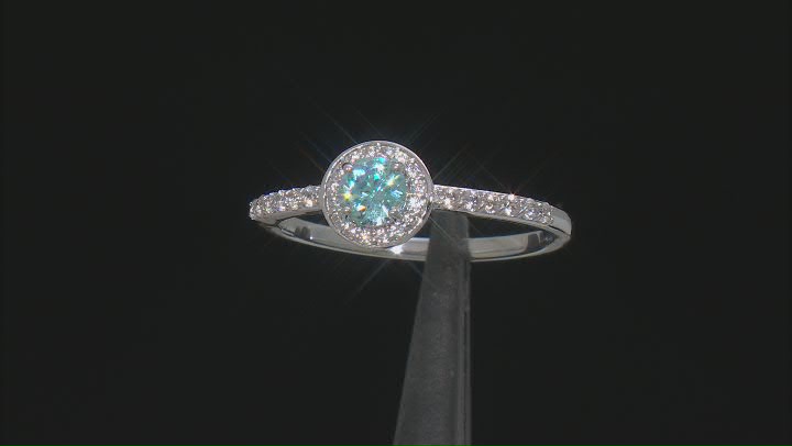 Blue Zircon Rhodium Over Sterling Silver Ring 0.98ctw Video Thumbnail