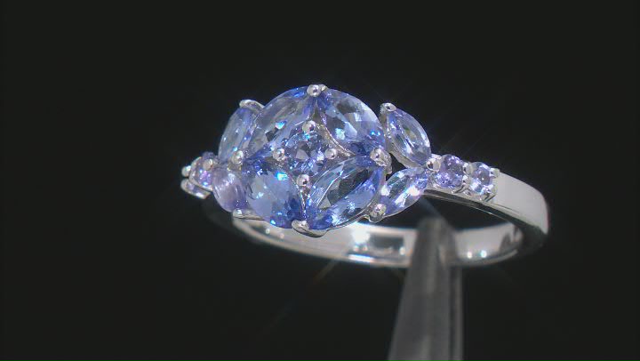 Blue Tanzanite Rhodium Over Sterling Silver Ring 1.36ctw Video Thumbnail