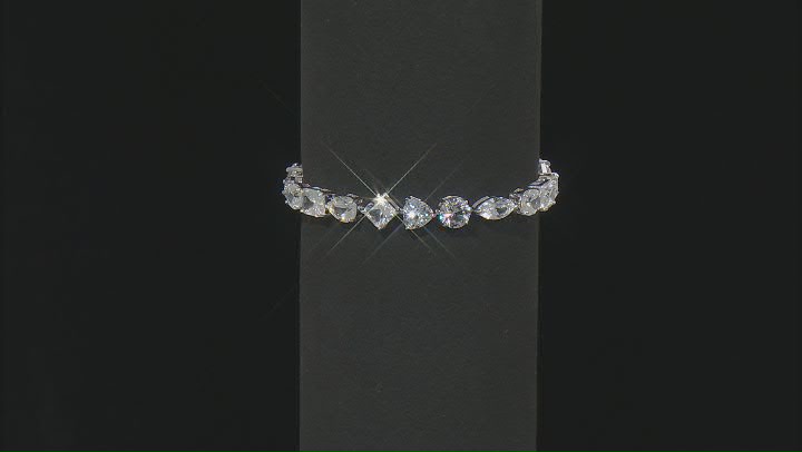 White Lab Created Sapphire Rhodium Over Sterling Silver Bracelet 26.47ctw Video Thumbnail