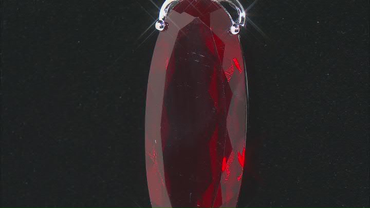 Red Lab Created Ruby Rhodium Over Sterling Silver Solitaire Pendant With Chain 32.44ct Video Thumbnail