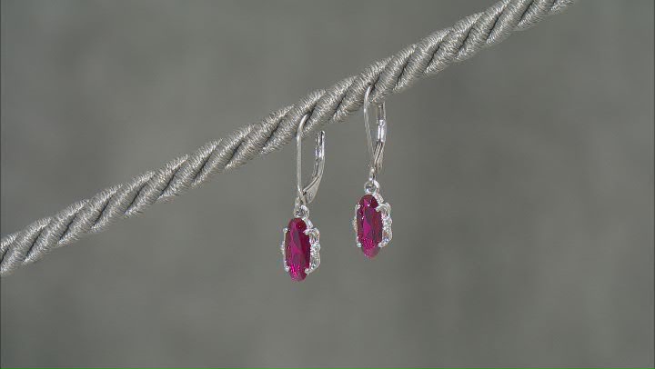 Red Lab Created Ruby Rhodium Over Sterling Silver Solitaire Dangle Earrings 1.39ctw Video Thumbnail