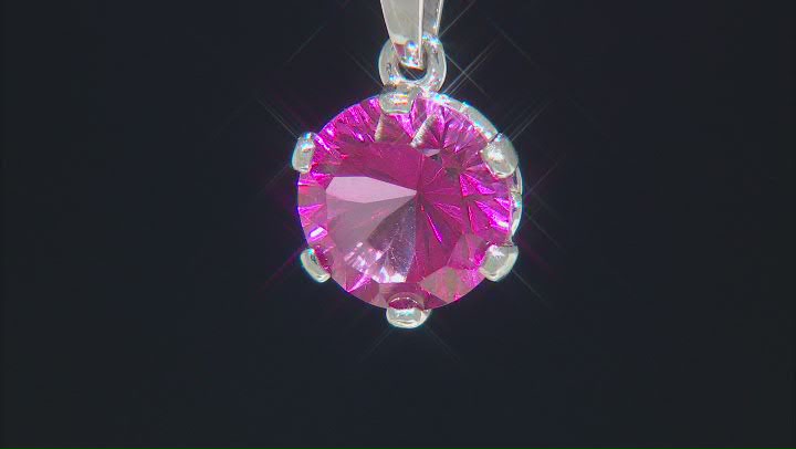 Pink Topaz Rhodium Over Sterling Silver Solitaire Pendant With Chain 3.76ct Video Thumbnail