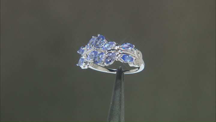 Blue Tanzanite Rhodium Over Sterling Silver Ring 1.44ctw Video Thumbnail