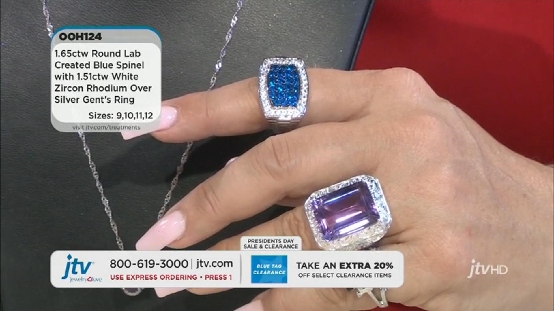 Blue Lab Created Spinel Rhodium Over Sterling Silver Men's Ring 3.16ctw Video Thumbnail