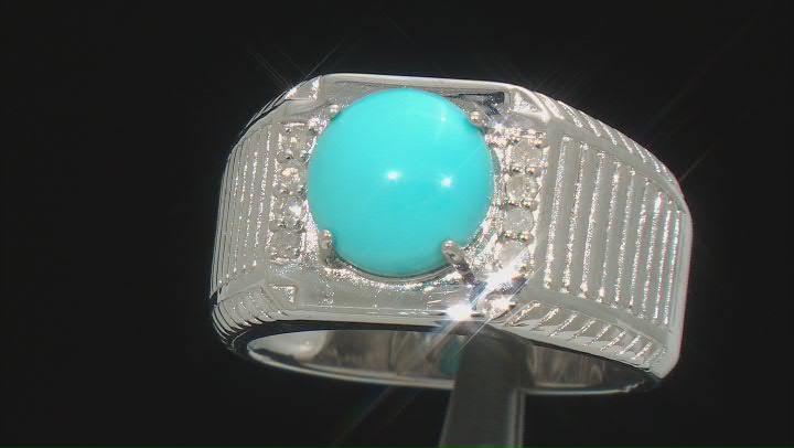 Blue Rhodium Over Silver Men's Ring 0.10ctw Video Thumbnail