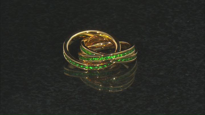 Green  Crystal Gold Tone Crossover Ring Video Thumbnail