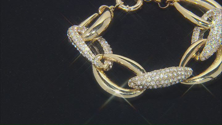 Gold Tone Pave Crystal Link Bracelet Video Thumbnail