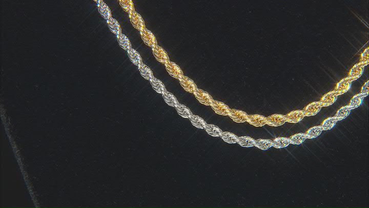 Gold and Silver Tone Crystal Accent Set of 2 Rope Convertible Chains Video Thumbnail