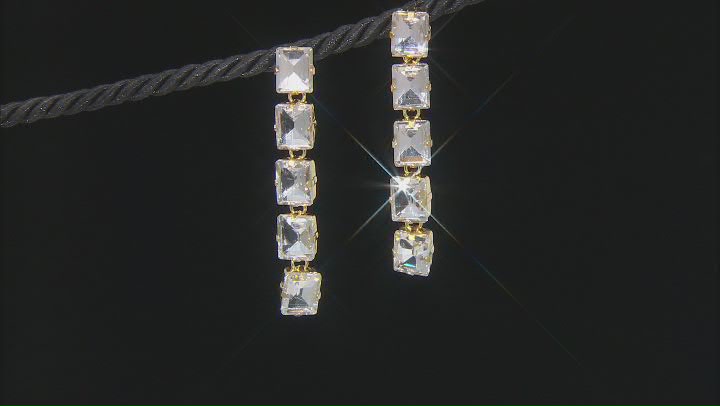 Gold Tone White Crystal Earrings Video Thumbnail