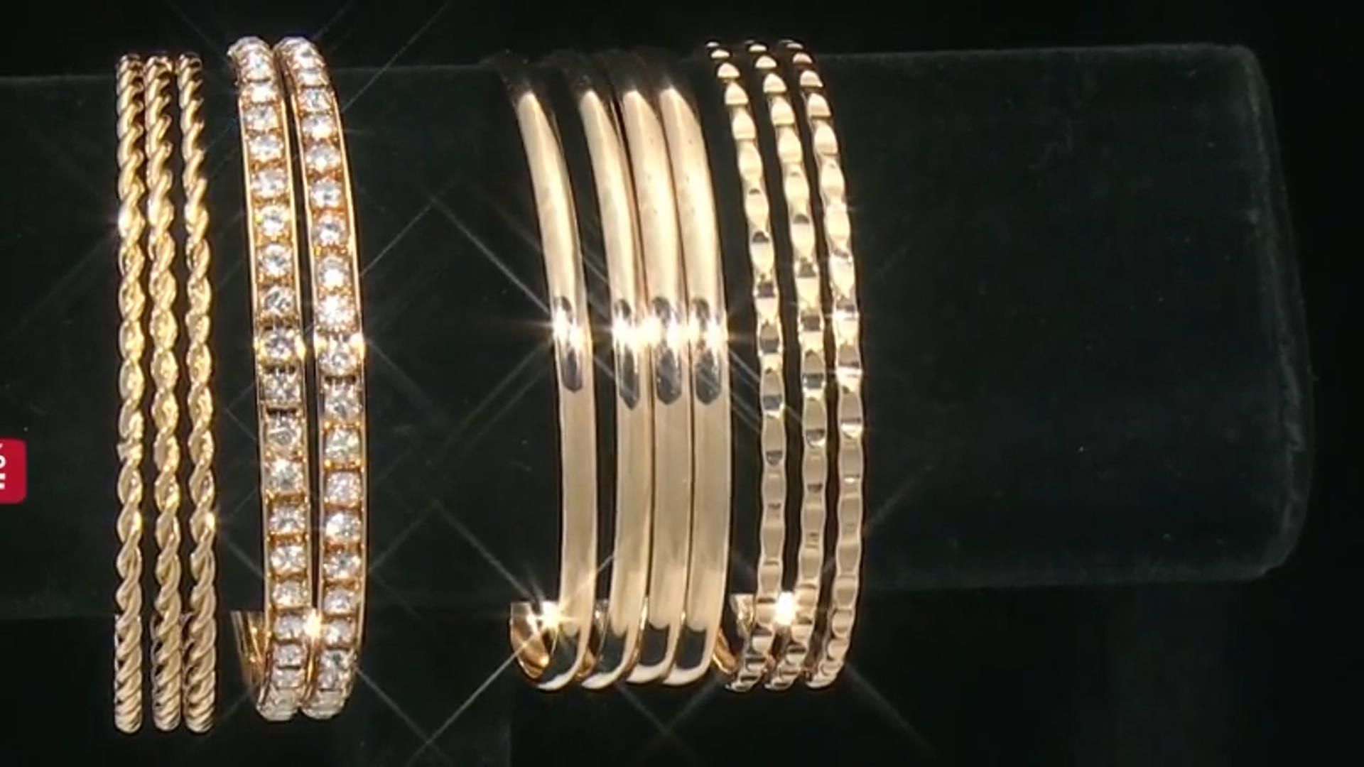 Crystal Gold Tone 5 Strand Layered Chain Necklace Video Thumbnail