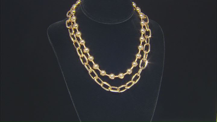 Gold Tone Two Strand Statement Necklace Video Thumbnail
