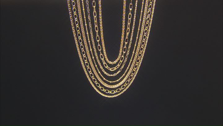 Gold Tone 14 Piece Jewelry Roll Chain Set Video Thumbnail