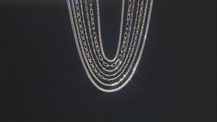 Silver Tone 14 Piece Jewelry Roll Chain Set Video Thumbnail