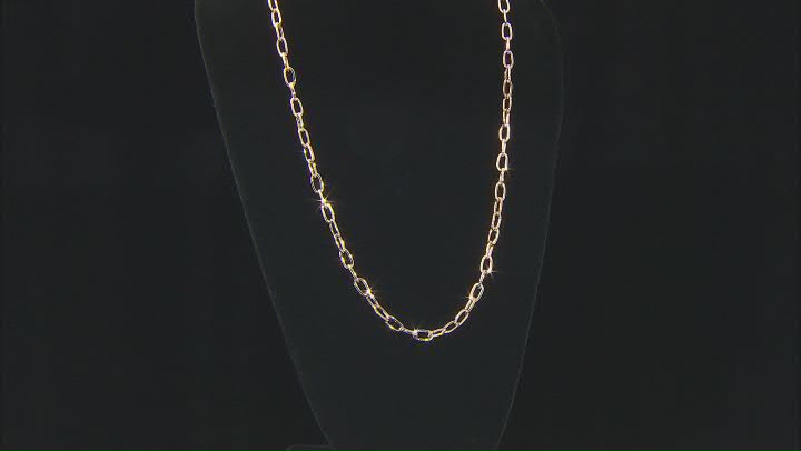 White Crystal Flat Mini Paperclip Gold Tone Necklace and Bracelet Set Video Thumbnail