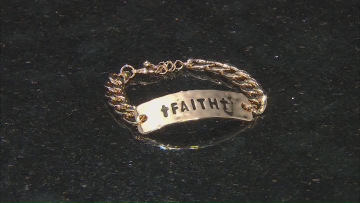 Gold Tone "Faith" Link Bracelet Video Thumbnail