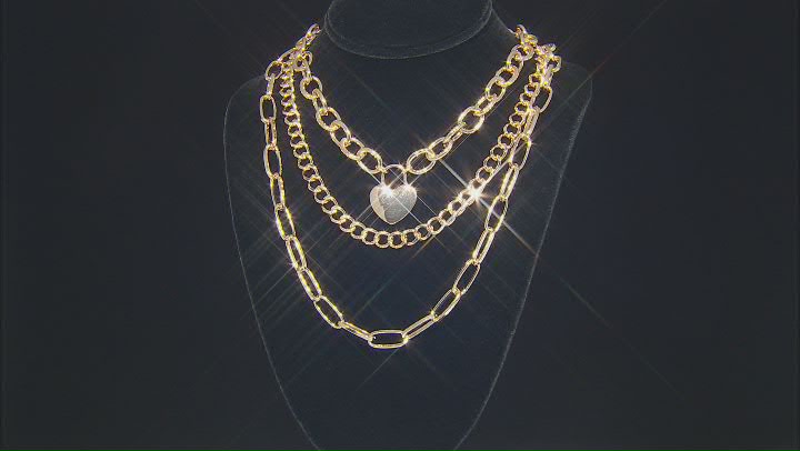 Gold Tone 3-Strand Chain Interchangeable  Necklace Video Thumbnail