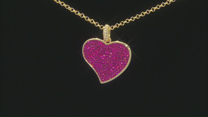 Pink Crystal Gold Tone Heart Shaped Necklace Video Thumbnail