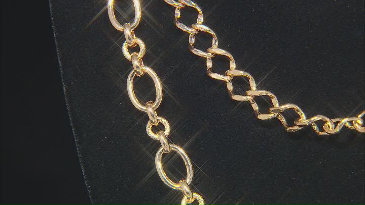 Gold tone Multi Row Three Chain Necklace Video Thumbnail