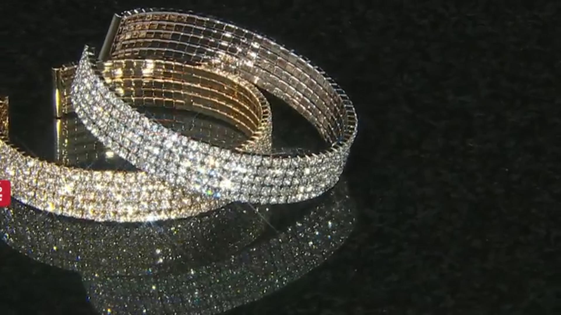 White Crystal,  Gold Tone and Silver Tone Set of 2 Stretch Cuff Bracelets Video Thumbnail