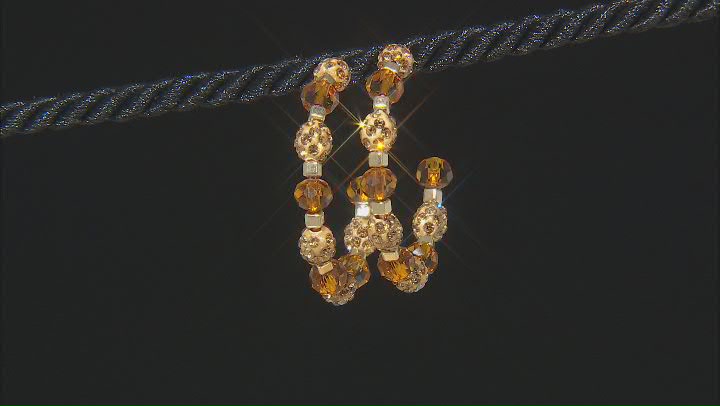 Multi Color Beaded Crystal Gold Tone Set of 3 Hoop Earrings Video Thumbnail