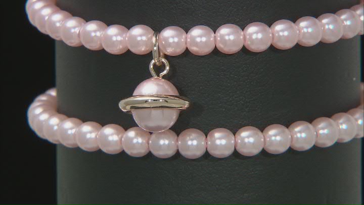 Pink Beaded Halo Planet Set of 2 Stretch Bracelets Video Thumbnail