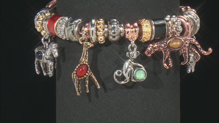 Multi Color Tri-Tone Animal Themed Charm Bracelet Video Thumbnail