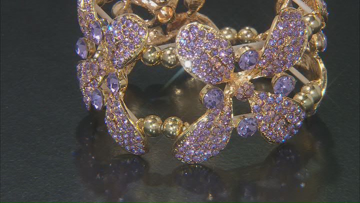 Purple Crystal Gold Tone Stretch Bracelet Video Thumbnail