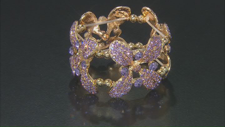 Purple Crystal Gold Tone Stretch Bracelet Video Thumbnail