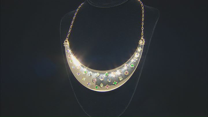 Multi-Color Crystal Gold Tone Statement Collar Necklace Video Thumbnail
