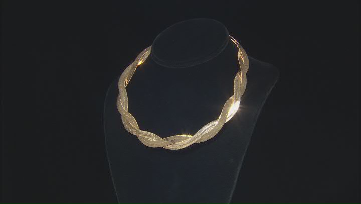 White Crystal Gold Tone Herringbone Necklace Video Thumbnail