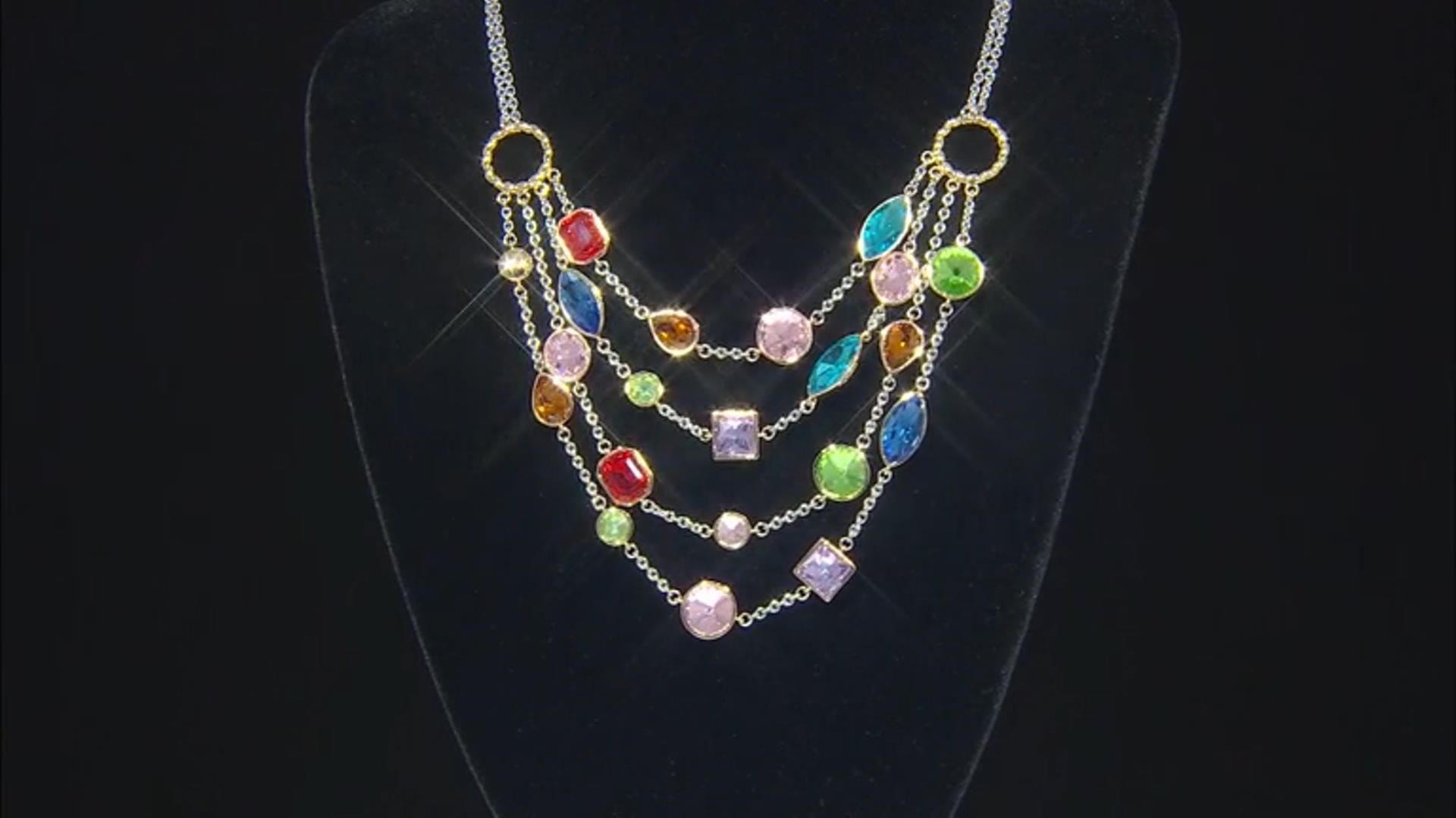 Multi-Color Crystal Two-Tone Necklace Video Thumbnail