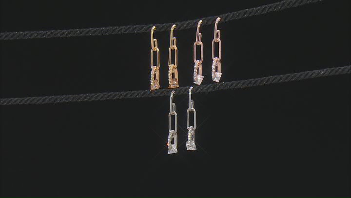 White Crystal Tri-Tone Set of 3 Earrings Video Thumbnail
