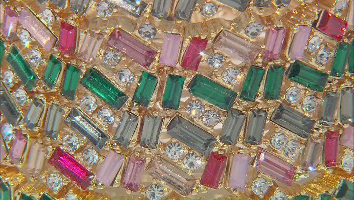 Multi-Color Crystal Gold Tone Set of 6 Stretch Bracelets Video Thumbnail