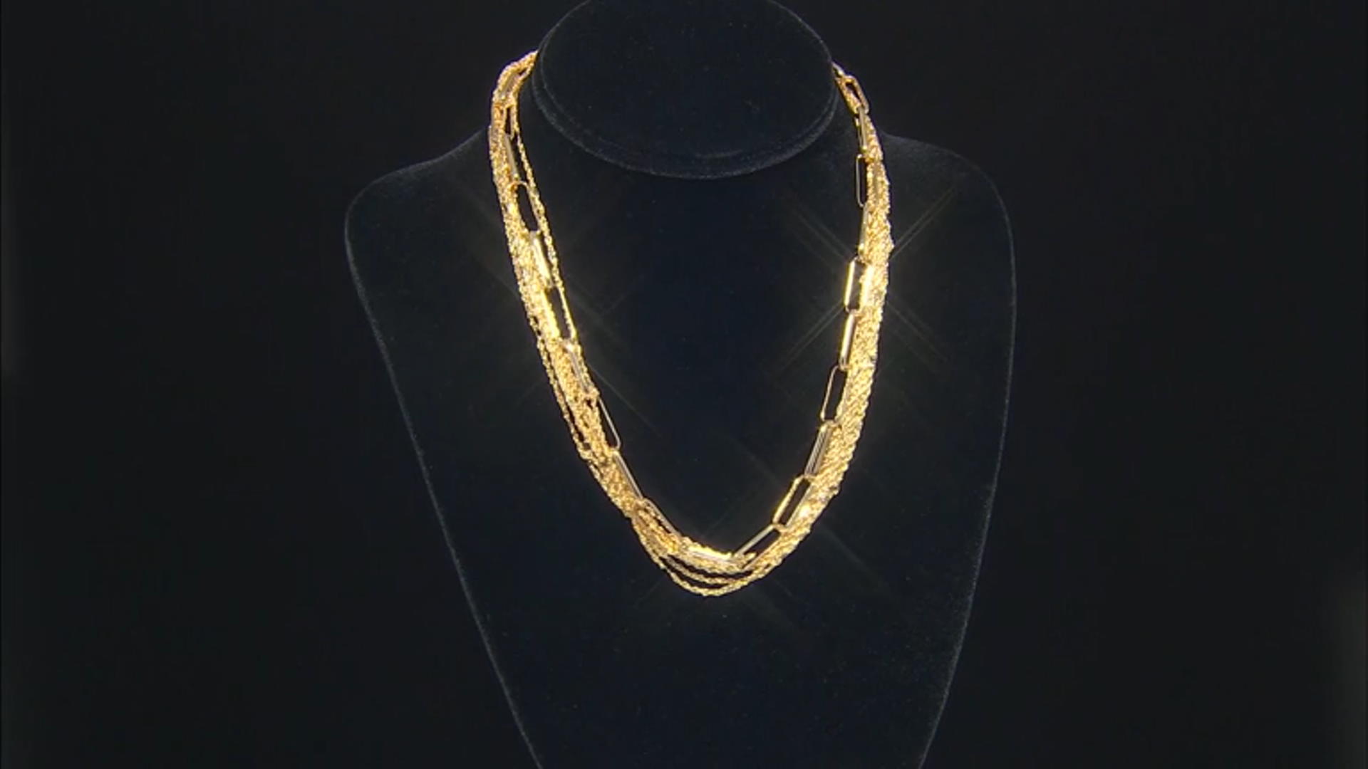 Gold Tone Multi-Strand Paperclip Necklace Video Thumbnail