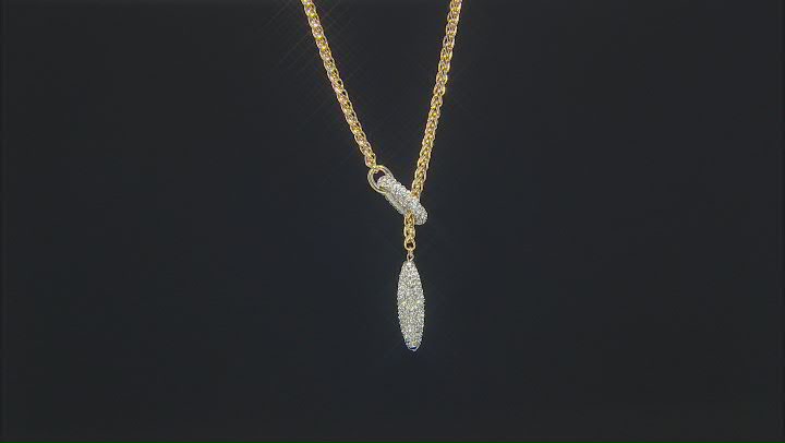 White Crystal Gold Tone Lariat Necklace Video Thumbnail