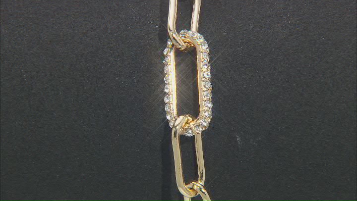 White Crystal Gold Tone Paperclip Bracelet Video Thumbnail