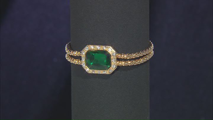 Green Crystal Gold Tone Necklace, Bracelet & Earring Set Video Thumbnail