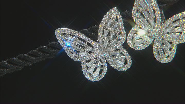 White Cubic Zirconia Silver Tone Butterfly Clip-On Earrings 6.00ctw Video Thumbnail