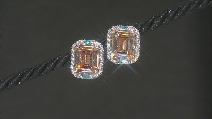 Champagne, Blue and White Cubic Zirconia Silver Tone Earrings 19.81ctw Video Thumbnail