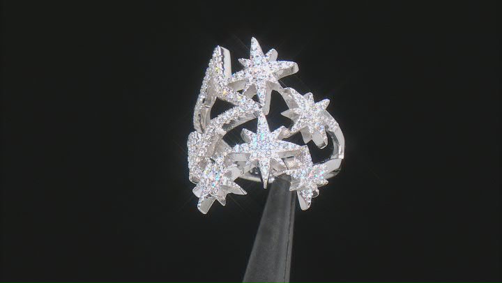White Cubic Zirconia Rhodium Over Sterling Silver Star Ring .45ctw Video Thumbnail