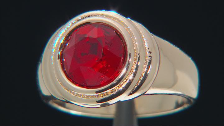 Red Crystal Gold Tone Solitaire Ring Video Thumbnail