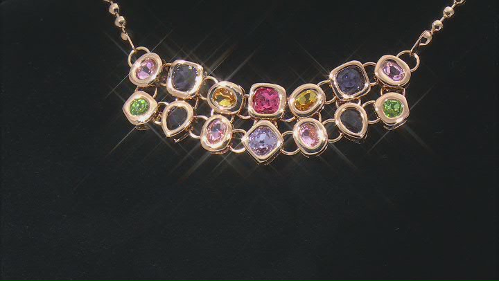 Multi-Color Crystal Gold Tone Statement Necklace Video Thumbnail