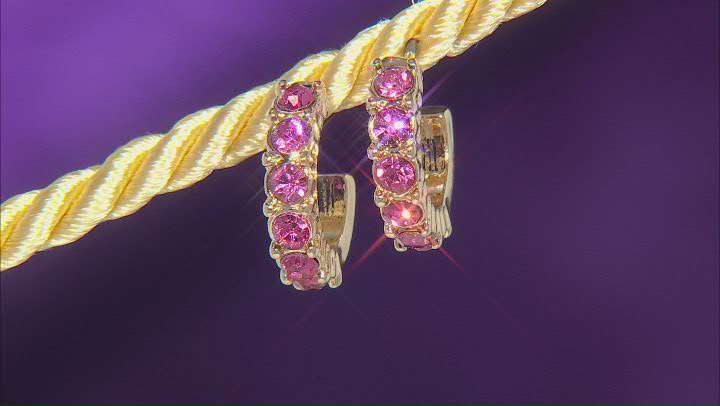 Rose & Sapphire Color Crystal Gold Tone Set of 2 Earrings Video Thumbnail