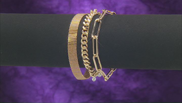 Gold Tone Set of 3 Bracelets Video Thumbnail